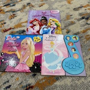 Lot of 3 hardback Disney Princess Barbie books toddler child school age reading